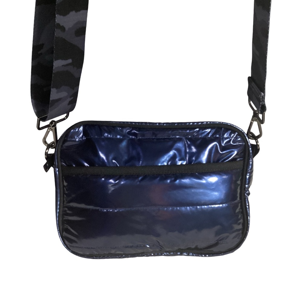 Haute Shore Quilted Blue Nylon Puffer Crossbody Bag STUNNER Quality